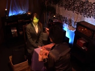 Petite giggly asian geek fingering upskirt in home offi